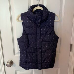 Gap Navy Puffer Vest, Polka Dot, Small